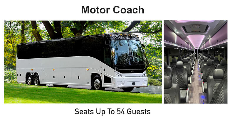 Full-size motor coach seating 54 passengers