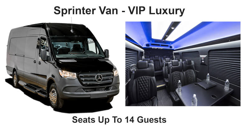 Luxury Mercedes-Benz Sprinter van seating 14 passengers
